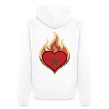 Morocco Flag Heart on Fire - Unisex Premium Bio Zip Hoodie - Weiß - Hinten - Thijin (182cm)