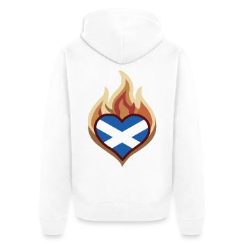 Scotland Flag Heart on Fire - Unisex Premium Bio Zip Hoodie - Weiß - Hinten - Thijin (182cm)