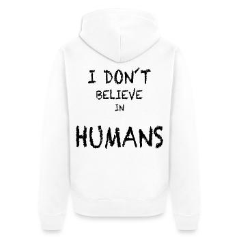 ich glaube nicht an Menschen - Unisex Premium Bio Zip Hoodie - Weiß - Hinten - Thijin (182cm)