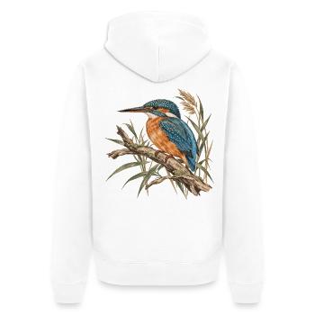 Königsfischer Aquarell Naturdesign - Unisex Premium Bio Zip Hoodie - Weiß - Hinten - Thijin (182cm)