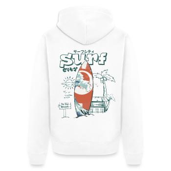 Retro Surf Welle am Strand - Unisex Premium Bio Zip Hoodie - Weiß - Hinten - Thijin (182cm)