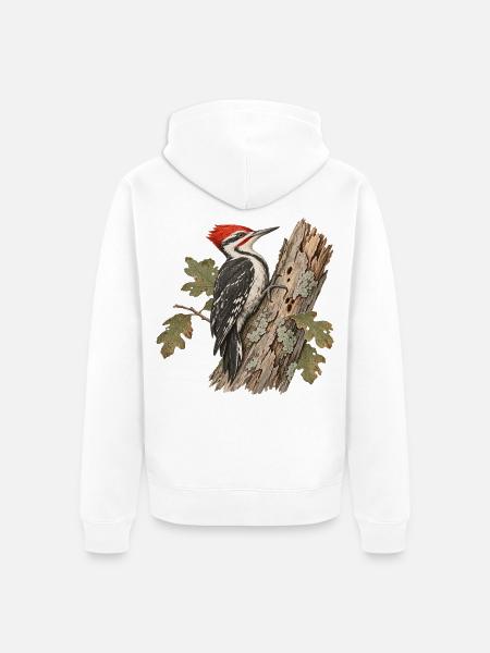 Kiefernspecht im Herbstlaub - Unisex Premium Bio Zip Hoodie - Weiß