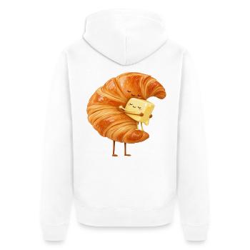 KuschelCroissant Butterfreund - Unisex Premium Bio Zip Hoodie - Weiß - Hinten - Thijin (182cm)