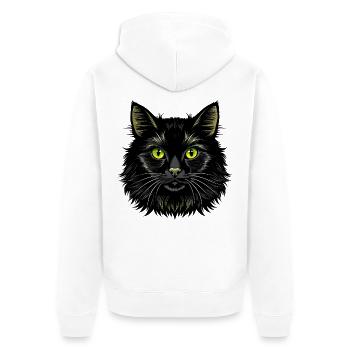 Flauschiges Katzengesicht - Unisex Premium Bio Zip Hoodie - Weiß - Hinten - Thijin (182cm)