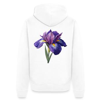 Irisblume - Unisex Premium Bio Zip Hoodie - Weiß - Hinten - Thijin (182cm)