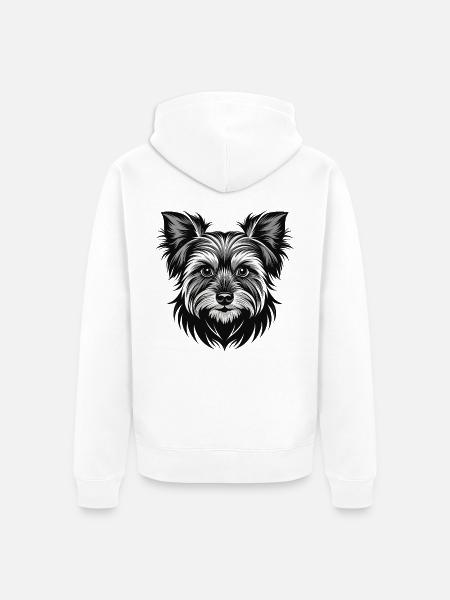 Yorkshire Terrier Hundekopf - Unisex Premium Bio Zip Hoodie - Weiß