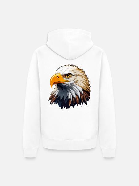 Kopf des Weißkopfseeadlers - Unisex Premium Bio Zip Hoodie - Weiß