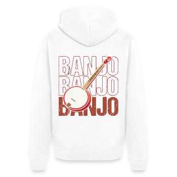 Banjo Beat Retro Illustration - Unisex Premium Bio Zip Hoodie - Weiß - Hinten - Thijin (182cm)