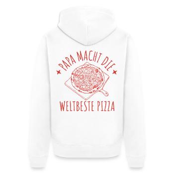 Papa macht die weltbeste Pizza Retro Pizzabäcker - Unisex Premium Bio Zip Hoodie - Weiß - Hinten - Thijin (182cm)