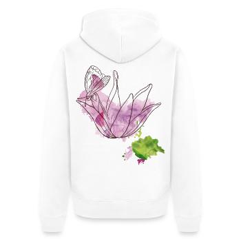 Blüte mit Insekt - Unisex Premium Bio Zip Hoodie - Weiß - Hinten - Thijin (182cm)