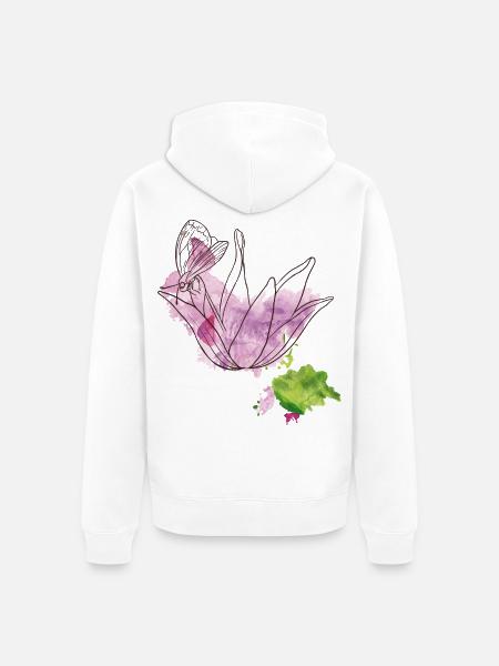 Blüte mit Insekt - Unisex Premium Bio Zip Hoodie - Weiß