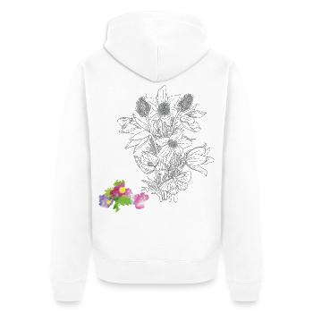 Blumenstrauß - Unisex Premium Bio Zip Hoodie - Weiß - Hinten - Thijin (182cm)