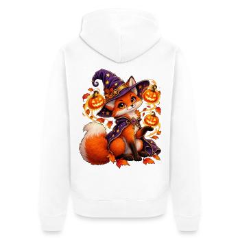 Kleiner Magischer Fuchs zu Halloween - Unisex Premium Bio Zip Hoodie - Weiß - Hinten - Thijin (182cm)