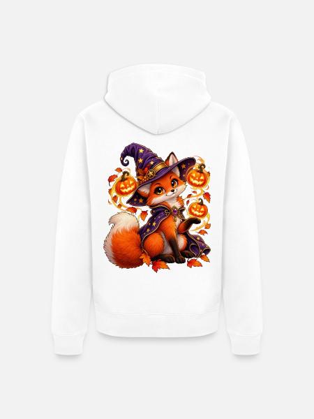 Kleiner Magischer Fuchs zu Halloween - Unisex Premium Bio Zip Hoodie - Weiß