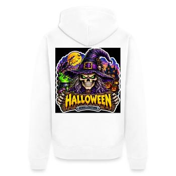 SkullCostume – Halloween-Ausgabe: Die Hexe - Unisex Premium Bio Zip Hoodie - Weiß - Hinten - Thijin (182cm)