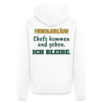 Firmenjubiläum: Chefs kommen und gehen - Unisex Premium Bio Zip Hoodie - Weiß - Hinten - Thijin (182cm)