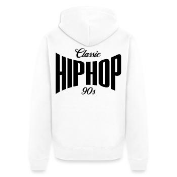 90er-Jahre-Klassiker HipHop - Unisex Premium Bio Zip Hoodie - Weiß - Hinten - Thijin (182cm)