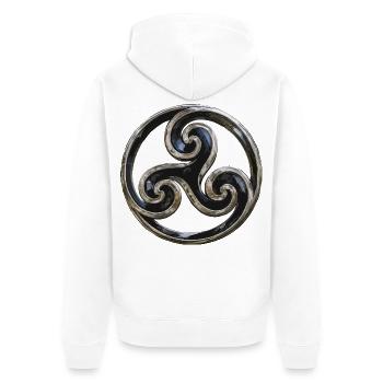 Bretonischer Triskel - Unisex Premium Bio Zip Hoodie - Weiß - Hinten - Thijin (182cm)