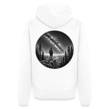 Nachtwanderer unter Milchstraße - Unisex Premium Bio Zip Hoodie - Weiß - Hinten - Thijin (182cm)