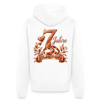 7.Hochzeitstag , Kupferne Hochzeit , 7 Jahre - Unisex Premium Bio Zip Hoodie - Weiß - Hinten - Thijin (182cm)