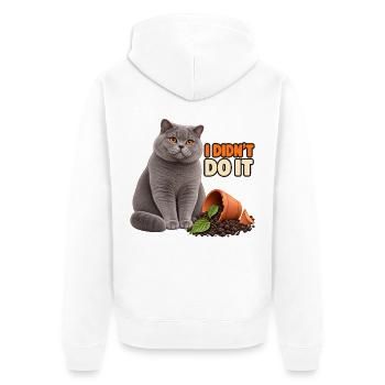 I Didn't Do It – Unschuldige Katze - Unisex Premium Bio Zip Hoodie - Weiß - Hinten - Thijin (182cm)