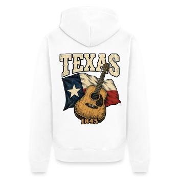 Texas Musik 1845 Gitarre - Unisex Premium Bio Zip Hoodie - Weiß - Hinten - Thijin (182cm)