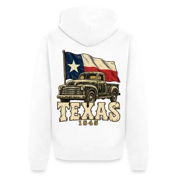 Texas Retro-Truck Flagge 1845 - Unisex Premium Bio Zip Hoodie - Weiß - Hinten - Thijin (182cm)