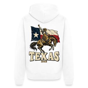 Texas 1845 Western Reiter Flagge - Unisex Premium Bio Zip Hoodie - Weiß - Hinten - Thijin (182cm)