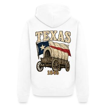 Texas Wagon 1845 Flagge - Unisex Premium Bio Zip Hoodie - Weiß - Hinten - Thijin (182cm)