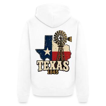 Texas Vintage Flagge Windrad 1845 - Unisex Premium Bio Zip Hoodie - Weiß - Hinten - Thijin (182cm)