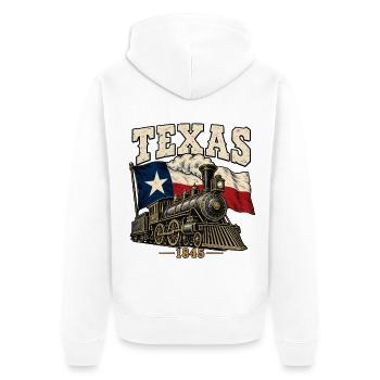 Texas Eisenbahn 1845 Vintage - Unisex Premium Bio Zip Hoodie - Weiß - Hinten - Thijin (182cm)
