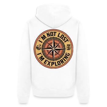  I’m Not Lost – I’m Exploring - Unisex Premium Bio Zip Hoodie - Weiß - Hinten - Thijin (182cm)