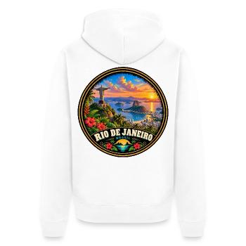 Rio de Janeiro Brasilien Stadt Küste Sonnenunterga - Unisex Premium Bio Zip Hoodie - Weiß - Hinten - Thijin (182cm)