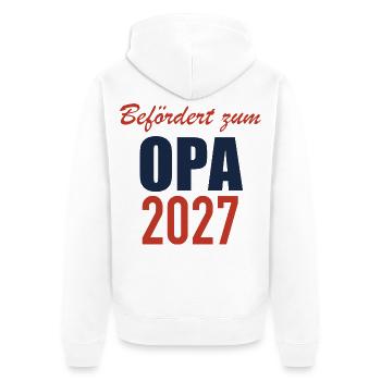 Befördert zum Opa 2027 - Unisex Premium Bio Zip Hoodie - Weiß - Hinten - Thijin (182cm)
