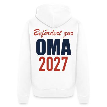 Befördert zur Oma 2027 - Unisex Premium Bio Zip Hoodie - Weiß - Hinten - Thijin (182cm)