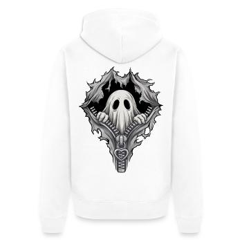 Halloween-Geister-Boo-Reißverschluss-Gruselsaison - Unisex Premium Bio Zip Hoodie - Weiß - Hinten - Thijin (182cm)