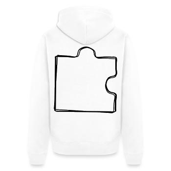Puzzleteil handgezeichnet - Unisex Premium Bio Zip Hoodie - Weiß - Hinten - Thijin (182cm)