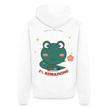 Kleiner Frosch 1% Verbleibend - Unisex Premium Bio Zip Hoodie - Weiß - Hinten - Thijin (182cm)