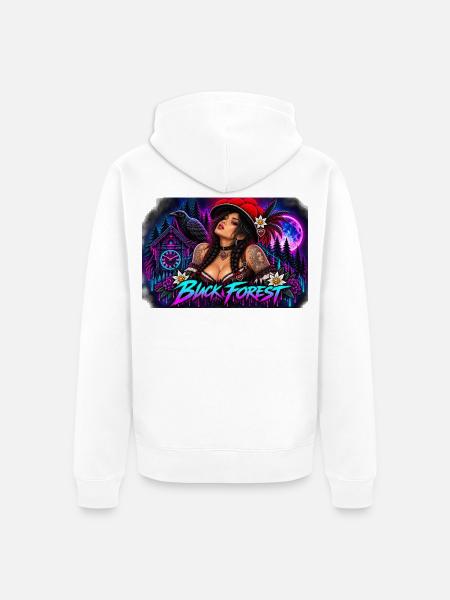 Neon Schwarzwald Pinup - Unisex Premium Bio Zip Hoodie - Weiß