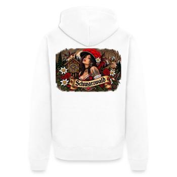  Schwarzwald Kuckucksuhr Tracht Hirsch Und - Unisex Premium Bio Zip Hoodie - Weiß - Hinten - Thijin (182cm)