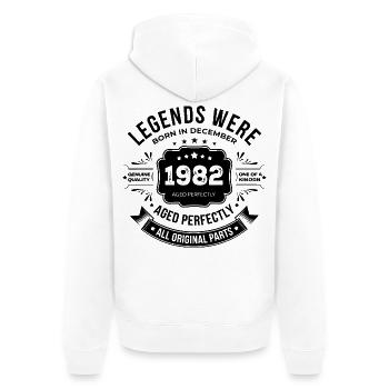Dezember 1982 - Unisex Premium Bio Zip Hoodie - Weiß - Hinten - Thijin (182cm)