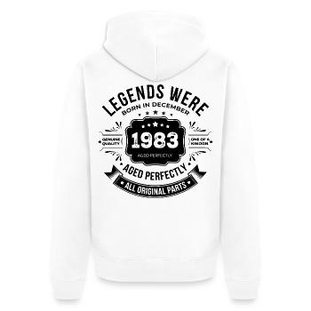 Dezember 1983 - Unisex Premium Bio Zip Hoodie - Weiß - Hinten - Thijin (182cm)