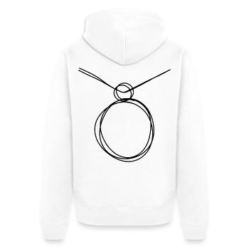 Medaillon handgezeichnet - Unisex Premium Bio Zip Hoodie - Weiß - Hinten - Thijin (182cm)