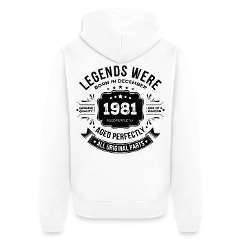 Dezember 1981 - Unisex Premium Bio Zip Hoodie - Weiß - Hinten - Thijin (182cm)