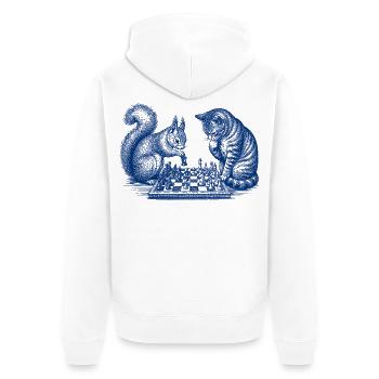 Eichhörnchen Katze Schach - Unisex Premium Bio Zip Hoodie - Weiß - Hinten - Thijin (182cm)