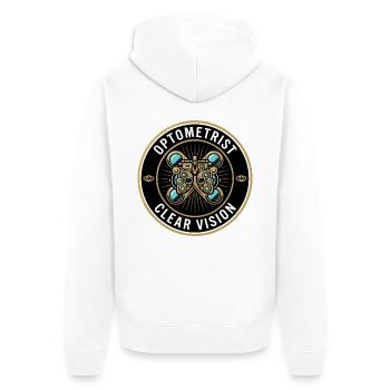 Optometrist Phoropter Augenlinsen Abzeichen Geschenk - Unisex Premium Bio Zip Hoodie - Weiß - Hinten - Thijin (182cm)