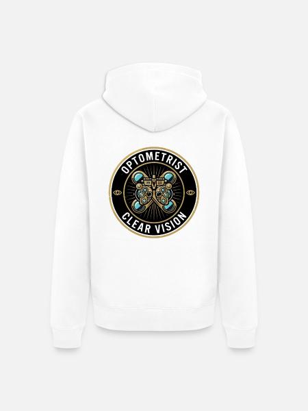 Optometrist Phoropter Augenlinsen Abzeichen Geschenk - Unisex Premium Bio Zip Hoodie - Weiß