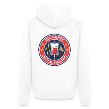 Intensivpfleger-Intensivpfleger-Vitalmonitor-Badge-Geschenk - Unisex Premium Bio Zip Hoodie - Weiß - Hinten - Thijin (182cm)