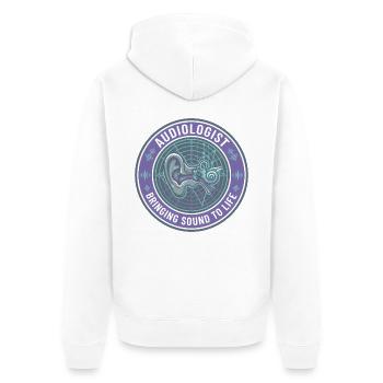 Audiologe Human Ear Audiogramm Badge Geschenk - Unisex Premium Bio Zip Hoodie - Weiß - Hinten - Thijin (182cm)