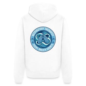 Atemtherapeut Human Lungs Badge Geschenk - Unisex Premium Bio Zip Hoodie - Weiß - Hinten - Thijin (182cm)